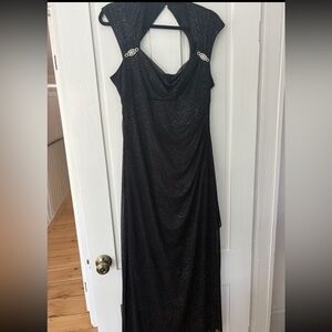 R&M Richards Black Maxi Dress with Silver Accents